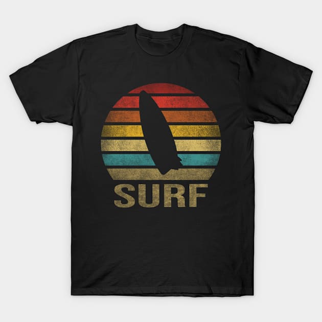 Surf Or Die Surfboard Summer Retro Sunset T-Shirt by The Agile Store